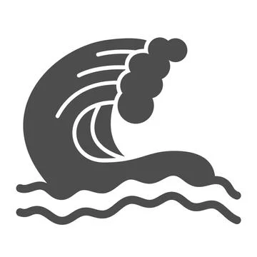 Sea wave solid icon, waterpark concept, Waves symbol sign on white background イラスト素材