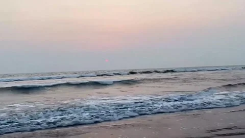 Sea Wave At Sunset Scenery Stock Footage 264262445