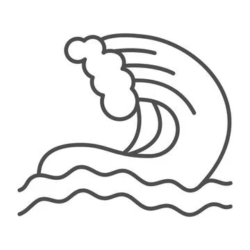Sea wave thin line icon, waterpark concept, Waves symbol sign on white Stock Illustration