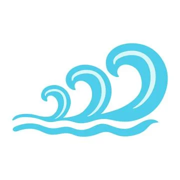 Sea wave vector illustration. Cute water wave symbol in simple flat style Stock Illustration