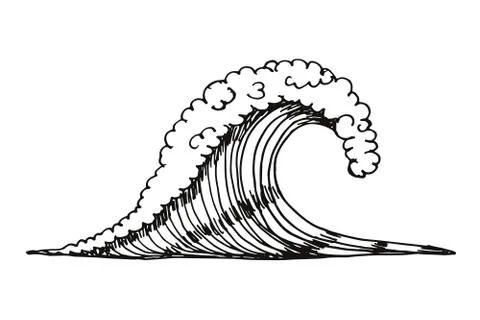 Sea wave. vector illustration hand drawing Illustrazione stock