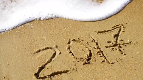 Sea wave washes off in 2017 and next 2018 appears Stock Footage 72021587