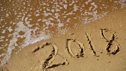 Sea wave washes off in 2018 and 2019 appears Stock Footage 72170685