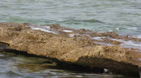 Sea wave wears away the stone Stock Footage