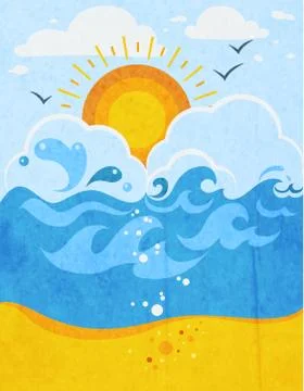 Sea Waves Abstract Background Stock Illustration