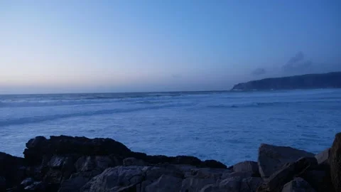 Sea waves after sunset Video stock 256105171