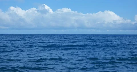 Sea waves against a blue cloudy sky. Beautiful natural 4K sea background Stock Footage 207031319