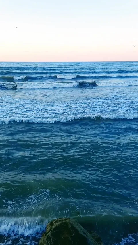 Sea waves and beach view Stock Footage 264485177