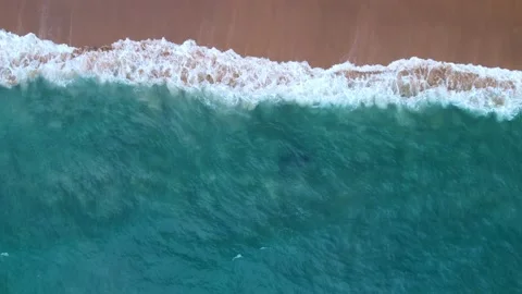 Sea waves and beautiful sand beach High quality video Bird's eye view Stock Footage 196521904