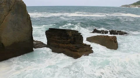 Sea waves and cliffs Stock Footage 7766237