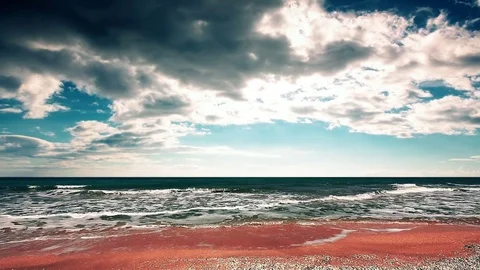 Sea waves and cloudy sky Stock Footage 80369111