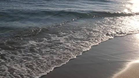 Sea waves and a sandy beach, close up Stock Footage 300434148