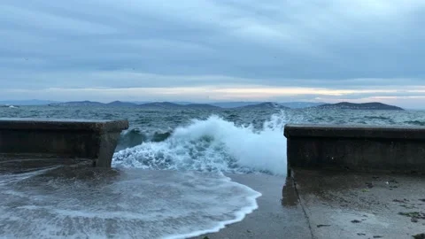 Sea waves and storm Stock Footage 144848870
