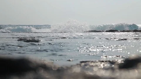 Sea Waves are Hitting Rocks Stock Footage 125781903