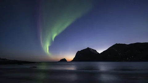 Sea waves with Aurora Borealis Stock Footage 251357202