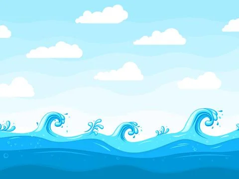 Sea waves background. Ocean wave pattern, water surface or beach landscape Illustrazione stock