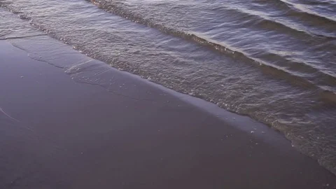 Sea waves at the beach in the evening Stock Footage 81806283