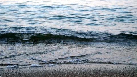 Sea waves Beach evening Stock Footage 91337919
