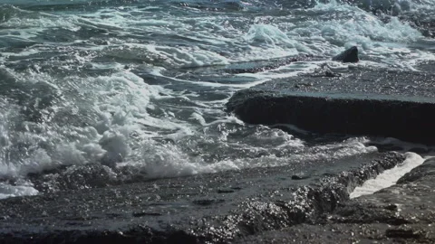 Sea waves on the beach Stock Footage 145812445