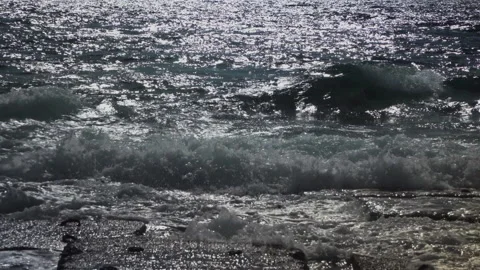 Sea waves on the beach Stock Footage 145813576