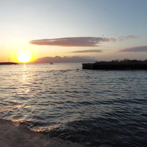 Sea waves beach sunrise time Stock Footage 208683103