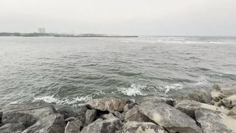 Sea waves on the blue flag beach, Kovalam, Tamilnadu. Stock Footage 326983292