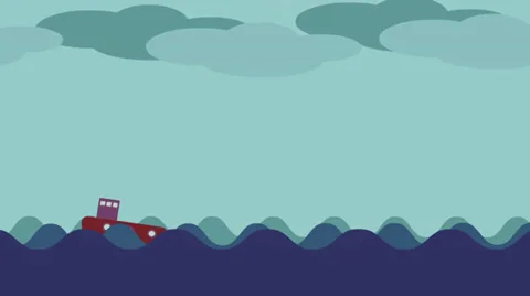 Sea waves with boat Stock Footage 35899968