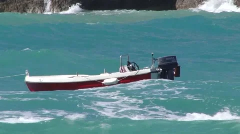 Sea waves boat Stock Footage 68971378