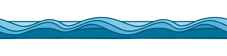 Sea waves border Stock Illustration