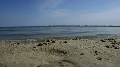 Sea waves break on beach Stock Footage 74055050