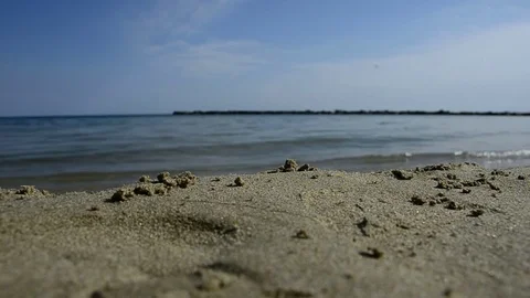 Sea waves break on beach Stock Footage 74073162