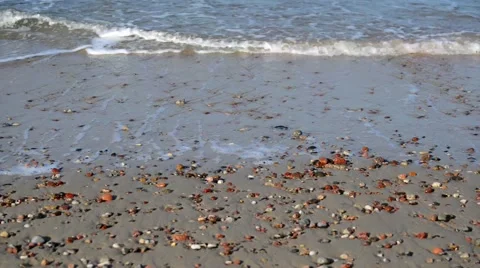 Sea waves break on pebble beach 스톡 동영상 47139395