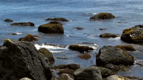 Sea Waves Break up on Rocks Stock Footage 90952450