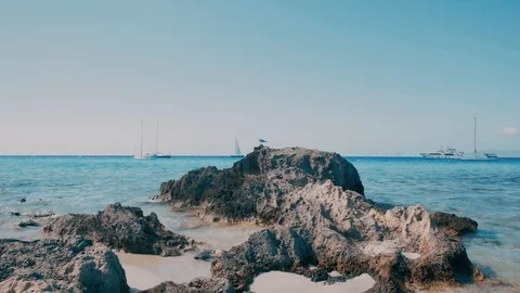 Sea waves break on the rocks Stock Footage 125198144