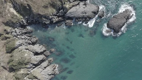 Sea waves breaking in the reefs of the coast in Sonabia #041, Spain Stock Footage 106771672