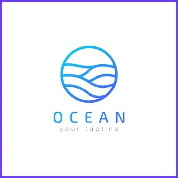Sea waves in a circle. Simple and modern logo design. Stock Illustration