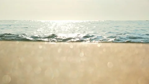 Sea waves close up shot. Waves crashing on beach, sea wave on the sand. Stock Footage 197541035