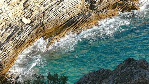 Sea Waves in Close Up in Slow Motion Stock Footage 80669766