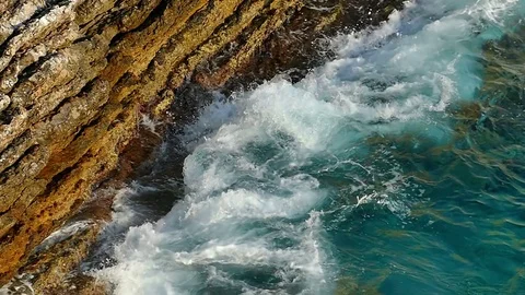 Sea Waves in Close Up in Slow Motion Stock-Footage 80669946