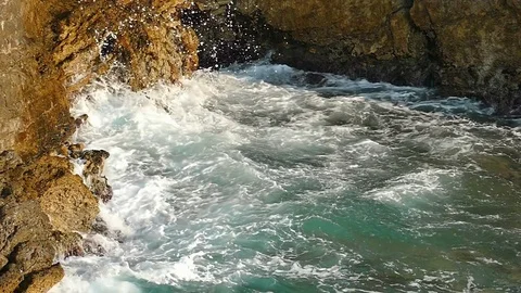 Sea Waves in Close Up in Slow Motion Stock-Footage 80670273