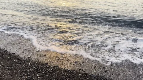 Sea waves close up at sunset Stock Footage 290165381