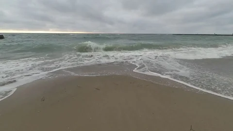 Sea waves comes on shore 60 fps slowmotion Stock-Footage 80375910