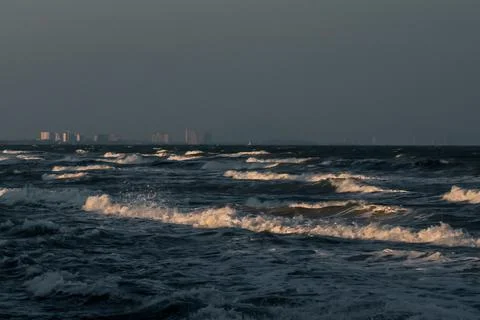 Sea waves coming into the beach Stock Photos