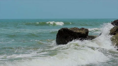 Sea waves coming High speed shot goa beach Stock Footage 216572056
