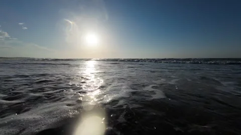 Sea waves crash into the camera. Summer slow motion Video stock 276711795