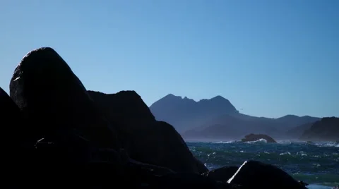 Sea waves crashing on the rocks Stock Footage 67376191