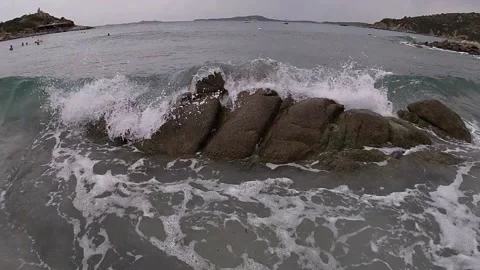 Sea waves crashing on the rocks Stock Footage 158041909