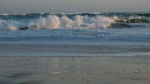 Sea Waves - Dark layered waves with water washing on shore Stock Footage 244686000