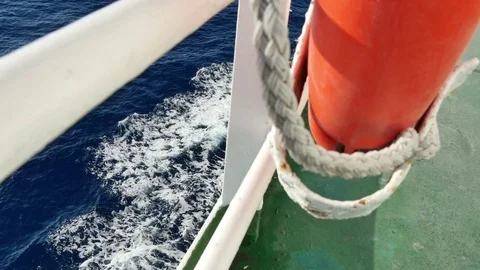 Sea Waves from the Deck of a Cruise Stock Footage 80553593