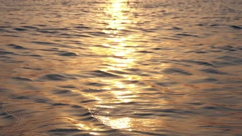 Sea waves during sunset in slow motion, golden hour ocean Stock Footage 253523301